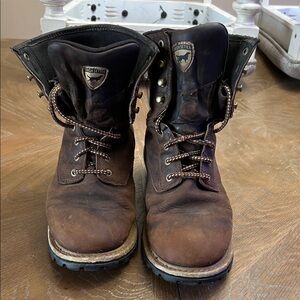Irish Setter Brown Leather Work Boots with Black Accents